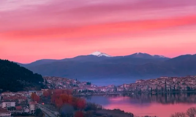 Golden hour in kastoria greece
